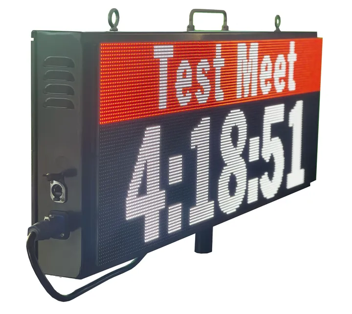 The race clock from the side, showing Test Meet and 4:18:51